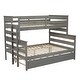 preview thumbnail 12 of 34, Twin Over Full Bunk Bed with Twin Trundle, Solid Wood Bunk Bed Frame with Ladder and Guardrail, Can Be Separated into 3 Beds