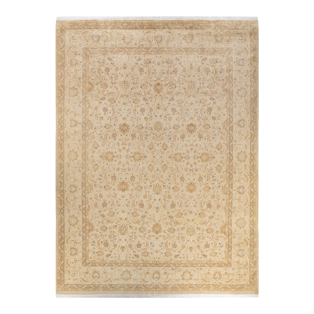 Overton Hand Knotted Wool Vintage Inspired Traditional Mogul Ivory Area Rug - 9 x 12