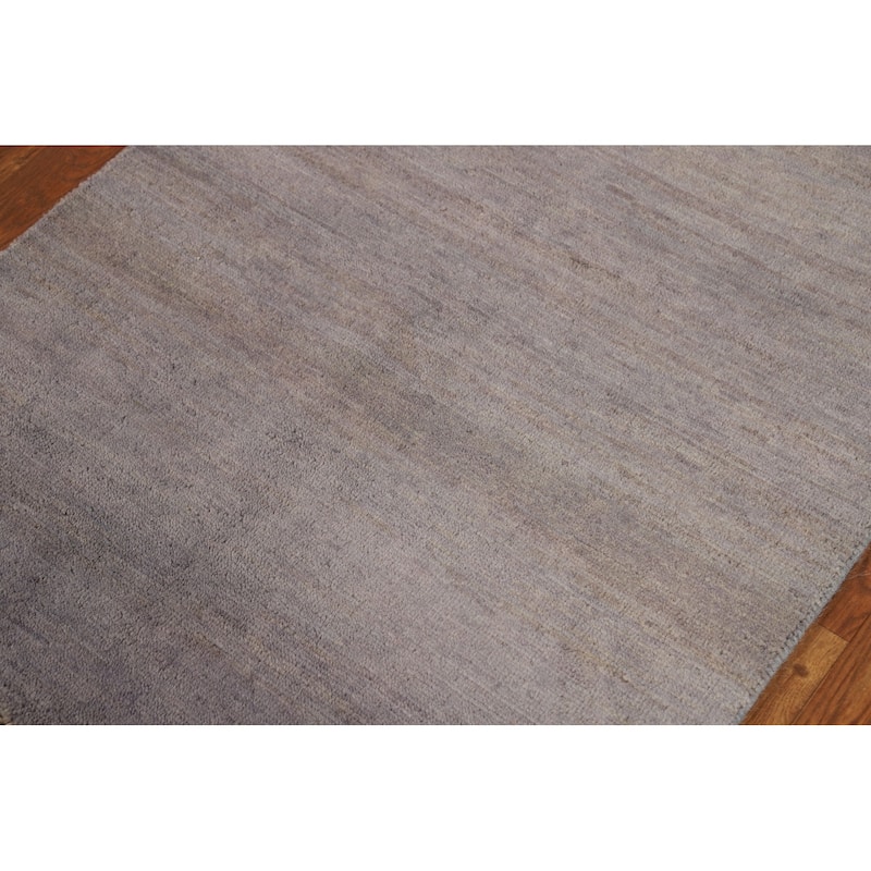 Hand Knotted Oriental 100% Wool Carpet Modern Modern Greys & Charcoal Gabbeh Area Rug - 4' 0'' X 2' 8''