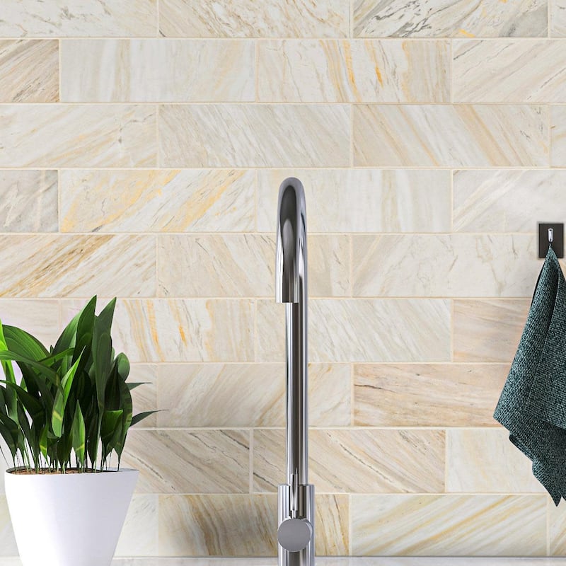 Ackland AKM-S-4X12TLH-CA 4" x 12" Marble Solid Floor and Wall Tile -