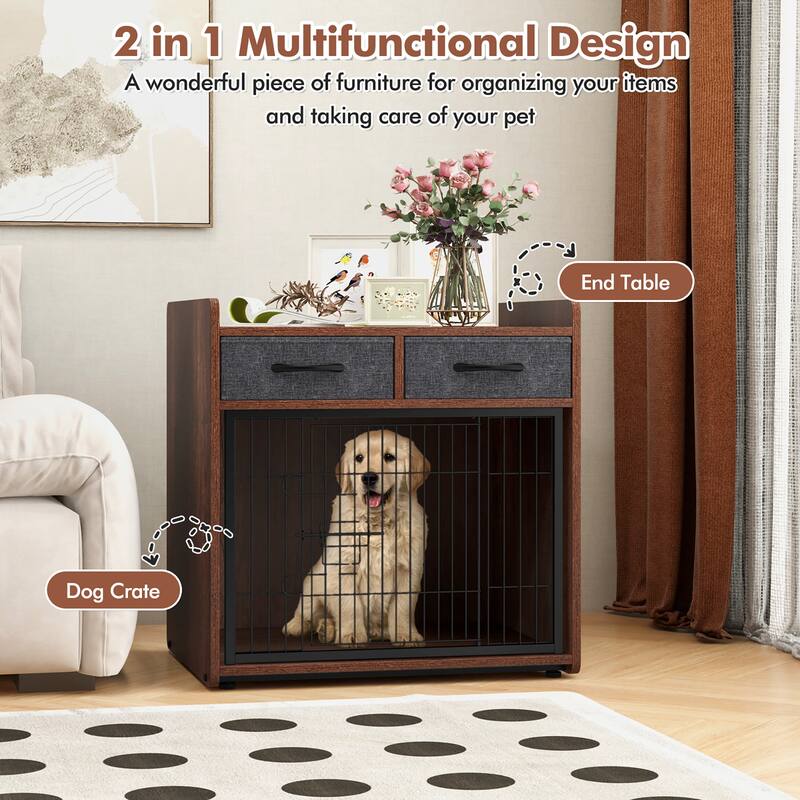 Gymax Industrial Dog Crate Indoor Doge Kennel w/Wide Countertop 2