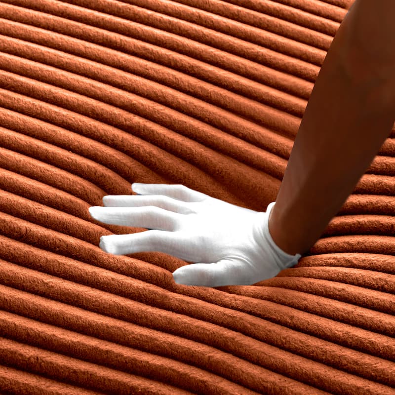 125" L Shaped Sectional Sofa with 2 Ottomans, Cloud Corduroy Couch with Deep Seat, Cup Holders and USB Ports