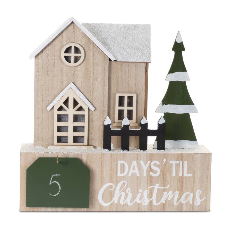 LED House and Tree Christmas Countdown 12"L x 11.5"H MDF/Tin 2 AA Batteries Not Included - Multi
