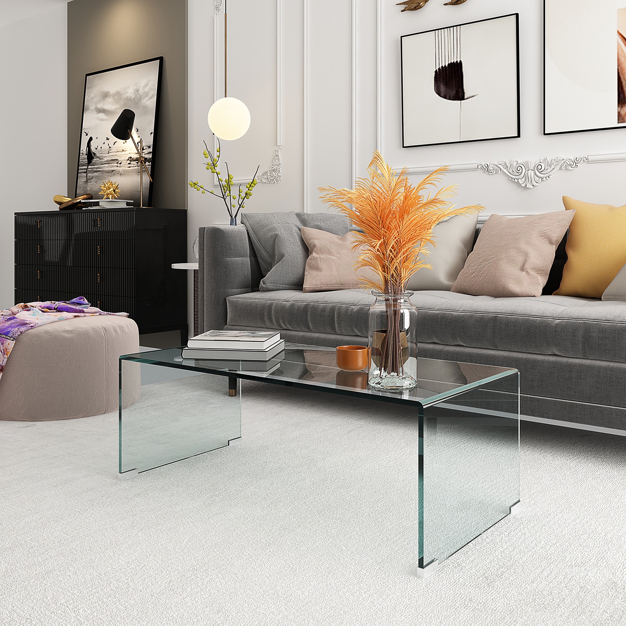 Bent Glass Sofa Table Extra White 12mm Thick Glass