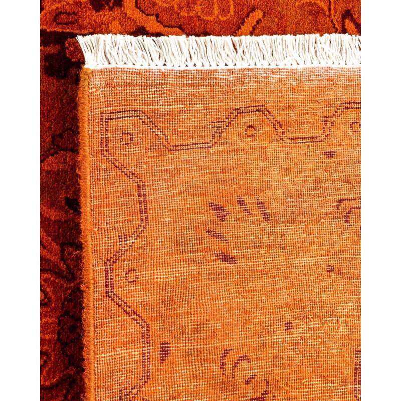 Overton Hand Knotted Wool Vintage Inspired Modern Contemporary Overdyed Orange Area Rug - 4' 7" x 7' 2"