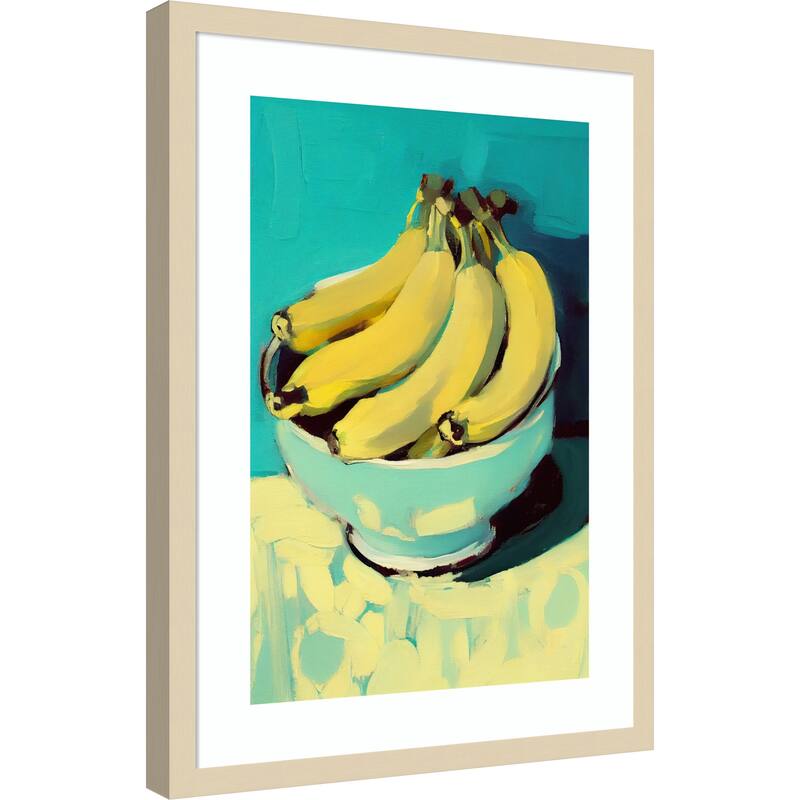 Bowl of Bananas by Treechild Wood Framed Wall Art Print