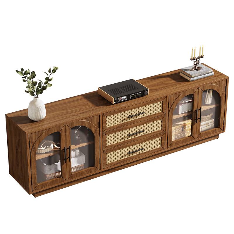 70.9" Mid-century Modern TV Stand for Up to 80" TVs, Entertainment Center for Living Room - 13.78" D x 70.87" W x 21.65" H