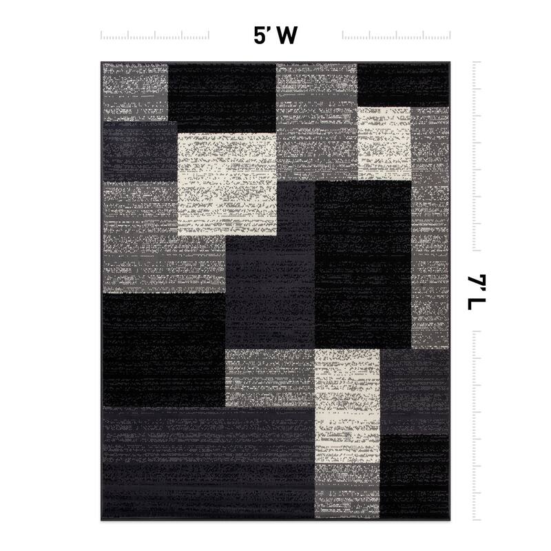 World Rug Gallery Contemporary Distressed Boxes Area Rug