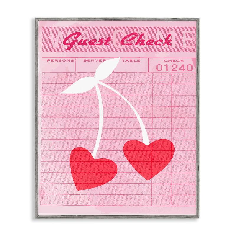 Stupell Cherries on Guest Check Framed Giclee Art Design By Lil' Rue - 24 x 30 - Grey