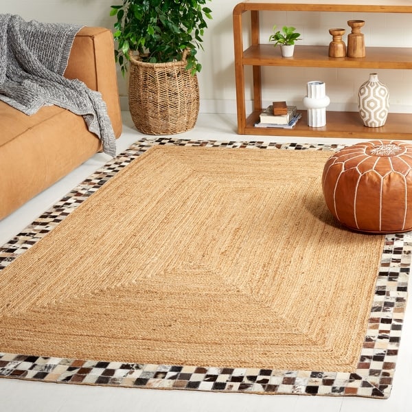SAFAVIEH Handmade Natural Fiber Lili Farmhouse Cowhide Leather & Jute ...