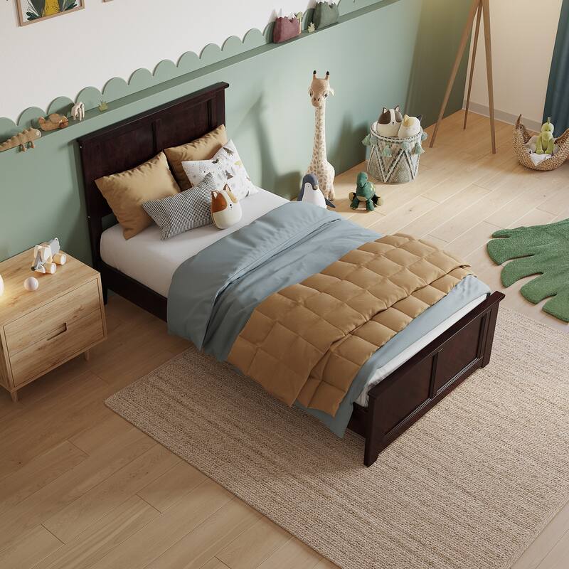 Charlotte Solid Wood Low Profile Platform Bed with Matching Footboard