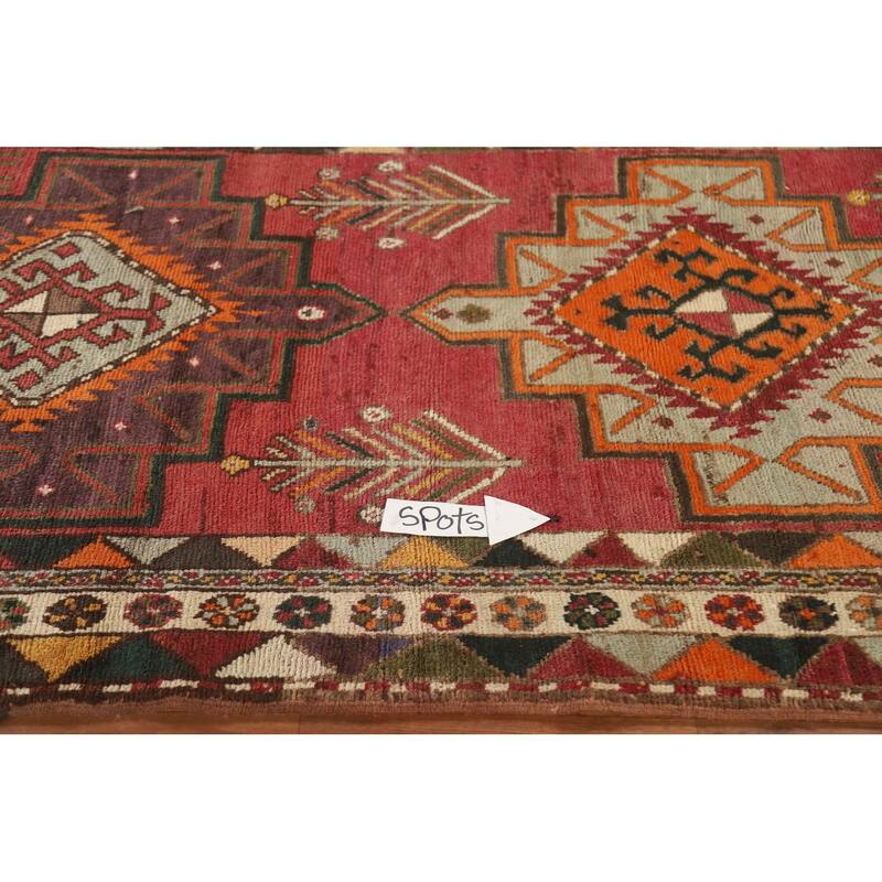 Hamedan Persian Vintage Runner Rug Handmade Wool Carpet - 3'10"x 11'9"