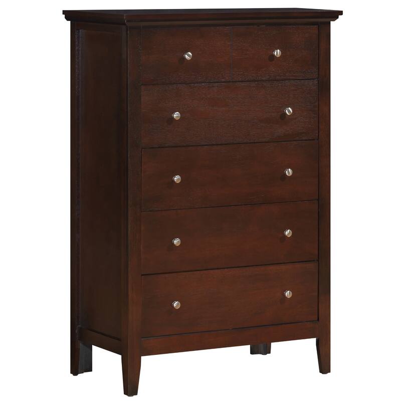 Wooden Bedroom Chest with 5-Drawers - 48" - Dark Brown