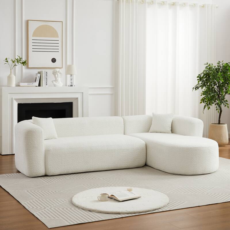 L-Shaped Modular Sectional Sofa, Comfy Chenille Boneless Cloud Couch, Corner Deep Seat Sofa with 2 Throw Pillows