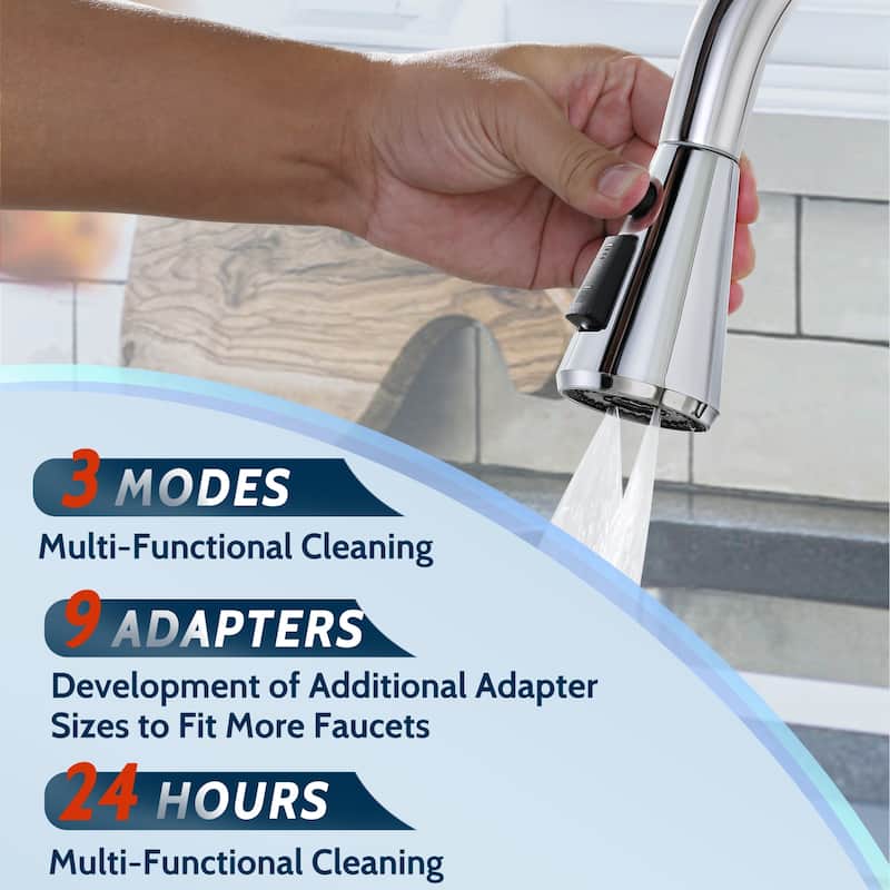 WOWOW Stainless Steel Kitchen Sprayer Head - 3 Modes with 9 Adapters