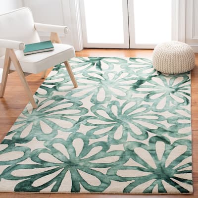 SAFAVIEH Handmade Dip Dye Caron Floral Watercolor Wool Rug