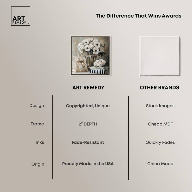 Elegant Flowers Books Neutral Canvas by Art Remedy
