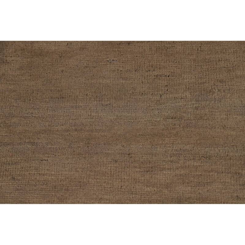 Brown Solid Gabbeh Oriental Area Rug Handmade Wool Carpet - 6'9" x 10'0"
