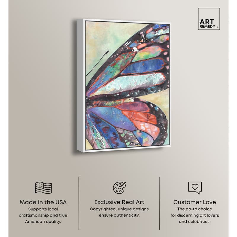 Art Remedy Butterfly Part Ii Framed Butterfly 1 Piece Canvas Wall Art