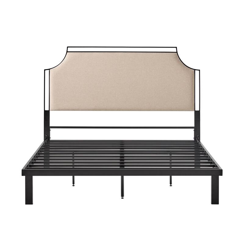 Middlebrook Designs Upholstered Curved Metal Queen Bedframe