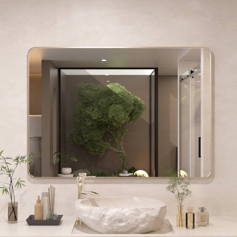 24/30/42/48/60 inch Rectangle Frameless Wall Mounted Bathroom Vanity Mirror - 48" x 36" - Brushed Nickel