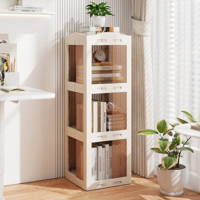 Costway 360° Spinning Bookcase with Swivel Base, 3-Tier Revolving - See Details