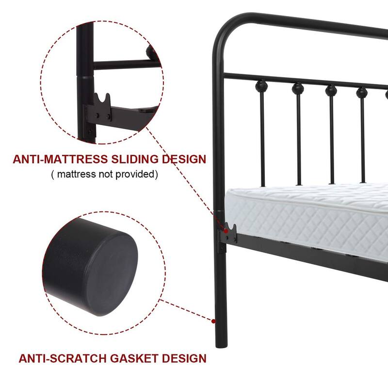 Black Metal Bed Frame Full Size with Headboard and Footboard Single Platform Mattress Base,Metal Tube and Iron-Art Bed（Full）