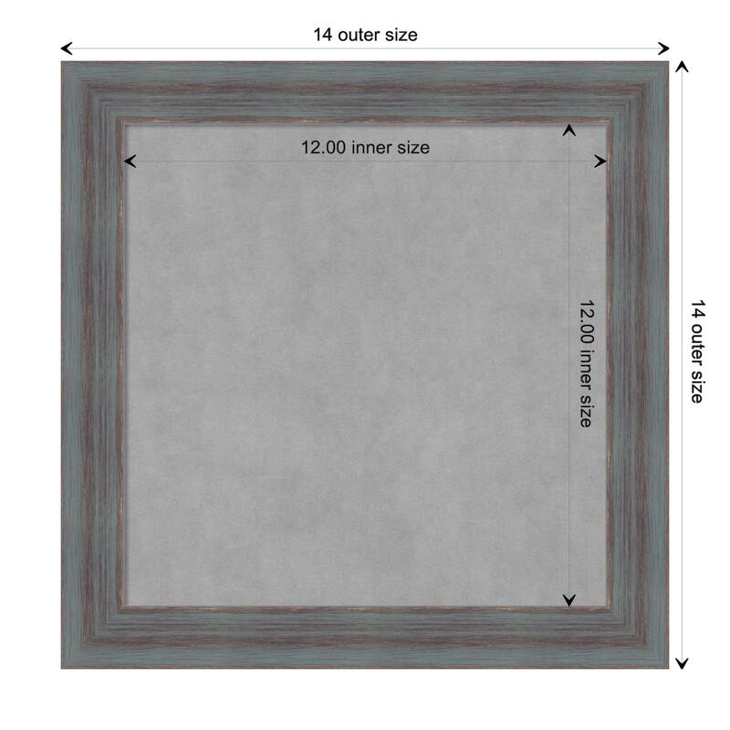 Amanti Art Dixie Blue Grey Rustic Framed Magnetic Board - Board Size 12x12