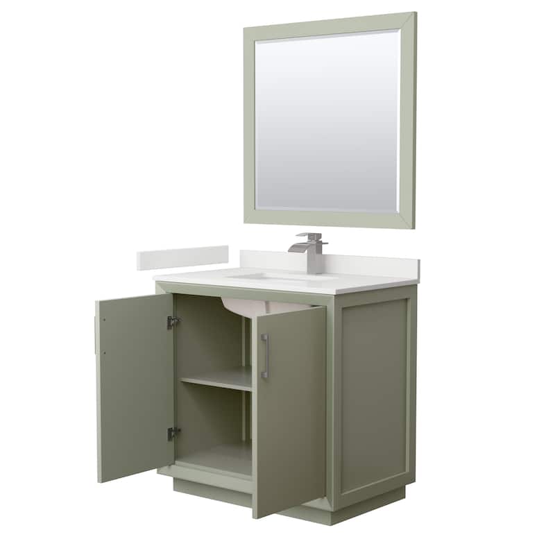 Strada 36-inch Single Vanity, Quartz Top, 34-inch Mirror