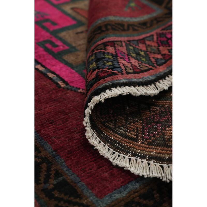 Hand Knotted Oriental 100% Wool Carpet Traditional Tribal Pink Ardebil Runner Rug - 11' 8'' X 3' 5''