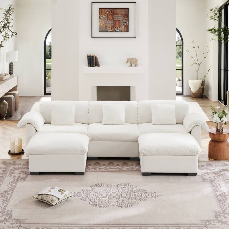 Velvet Fabric Modular Cloud Couch with Storage Seat,Free Combination