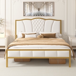 Queen Size Bed Frame, Modern Upholstered Bed Frame with Tufted