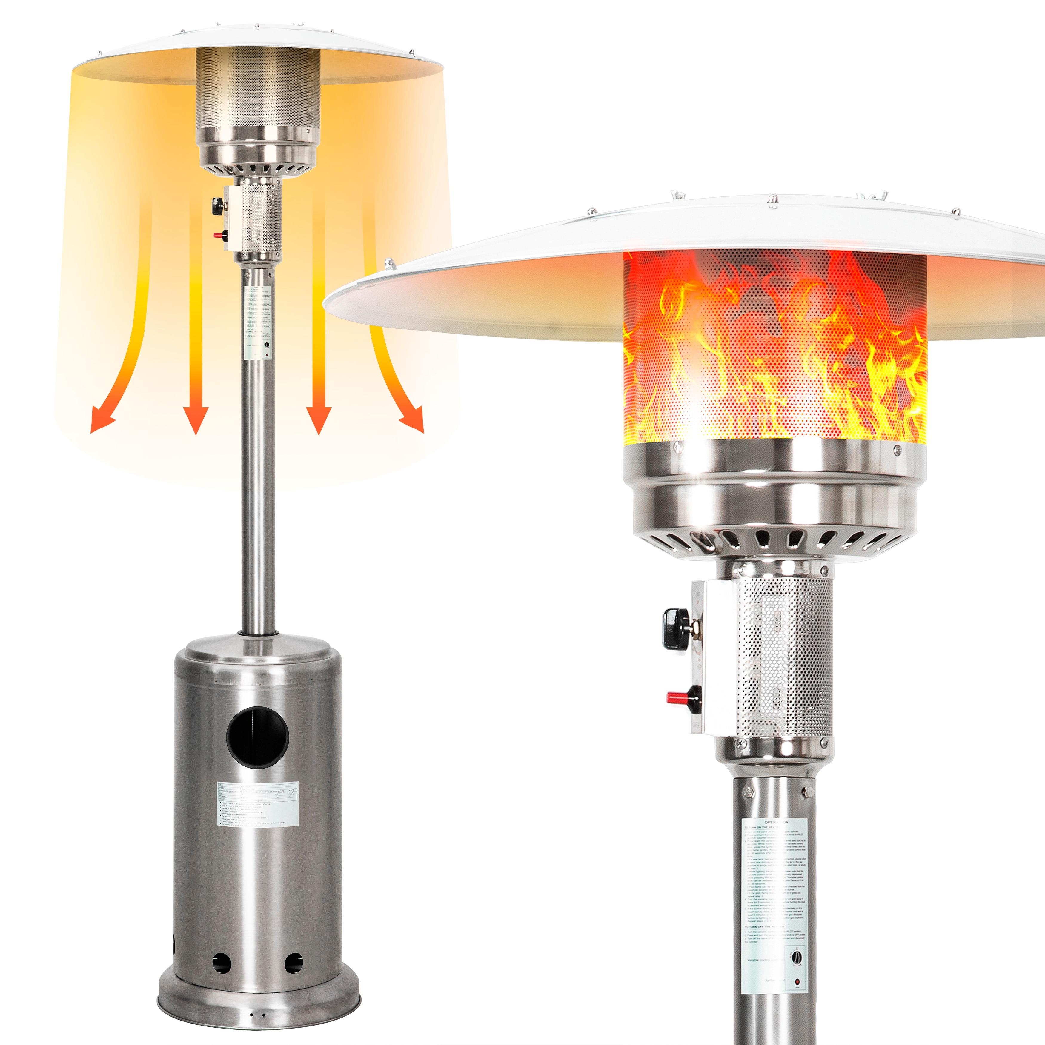 Outdoor 46,000 BTU Stainless Iron Propane Gas Patio Heater with