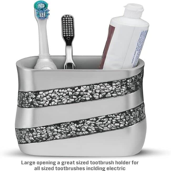 Creative Scents Silver Mosaic Toothbrush and Toothpaste Holder - Gray - Gray