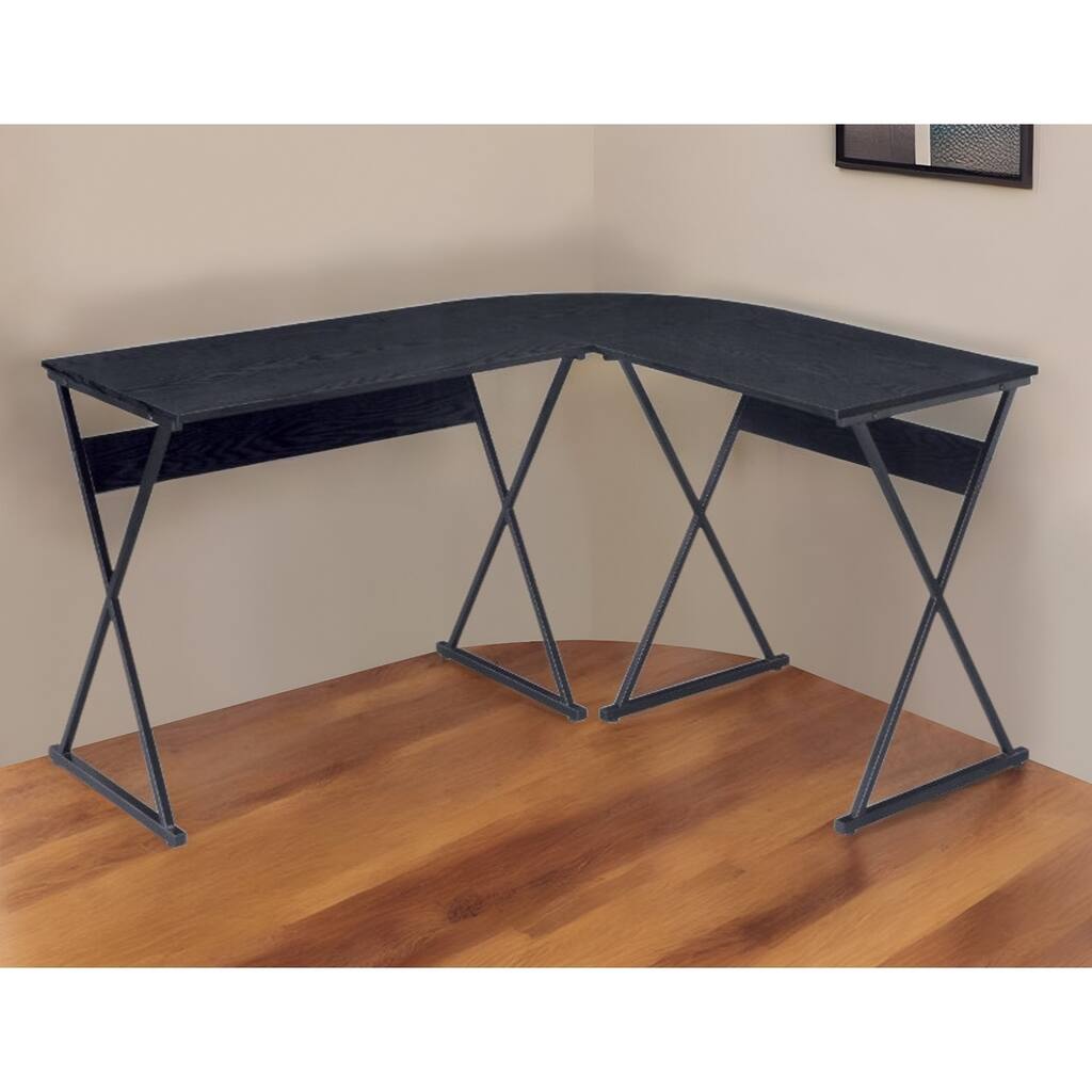 50" Black L Shape Writing Desk