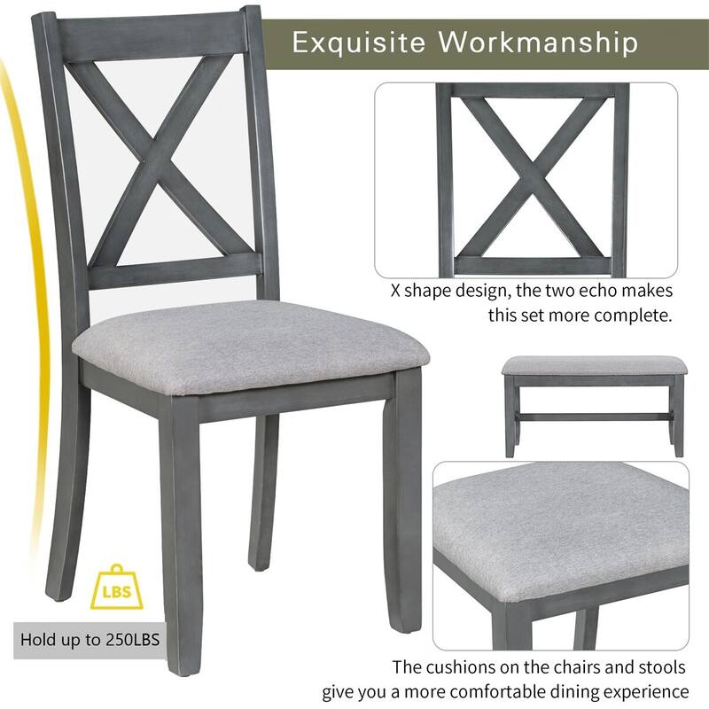 Merax 6-Piece Dining Set with Foldable Table, Bench