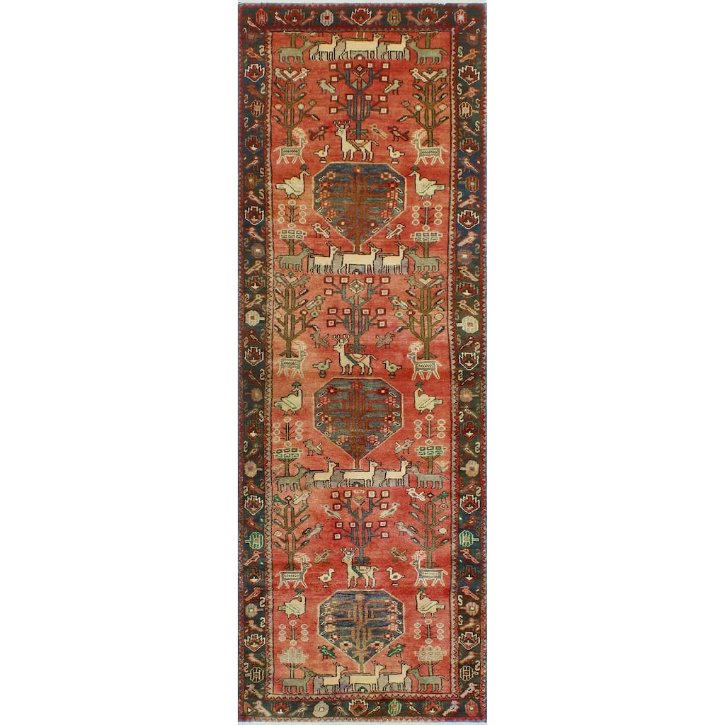 Fine Vintage Distressed Azalia Rust/Charcoal Runner - 3'7" x 10'6"