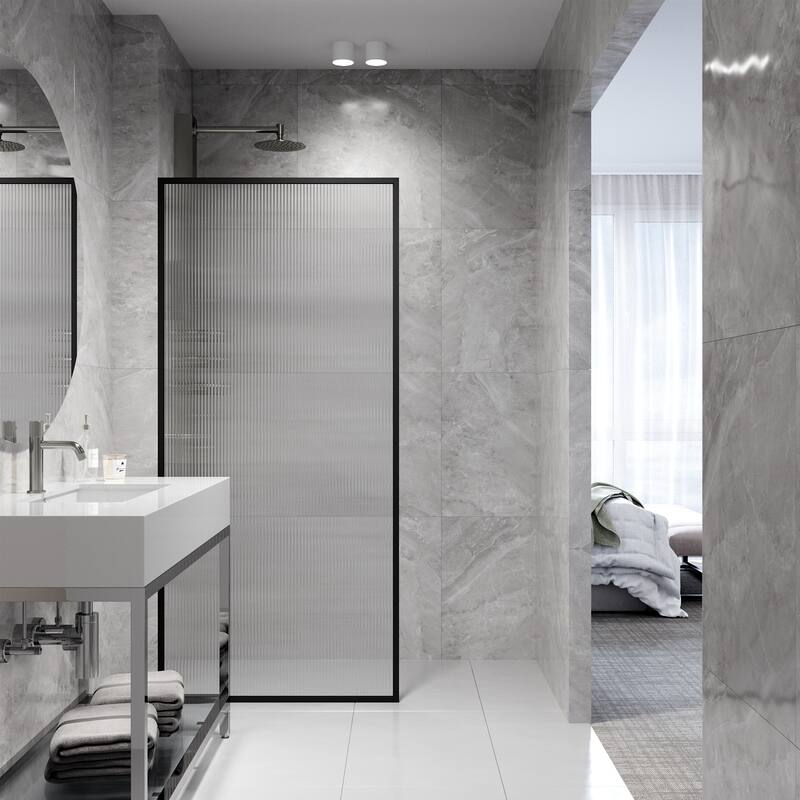 VIGO Meridian 34" W x 74" H Framed Fixed Shower Screen