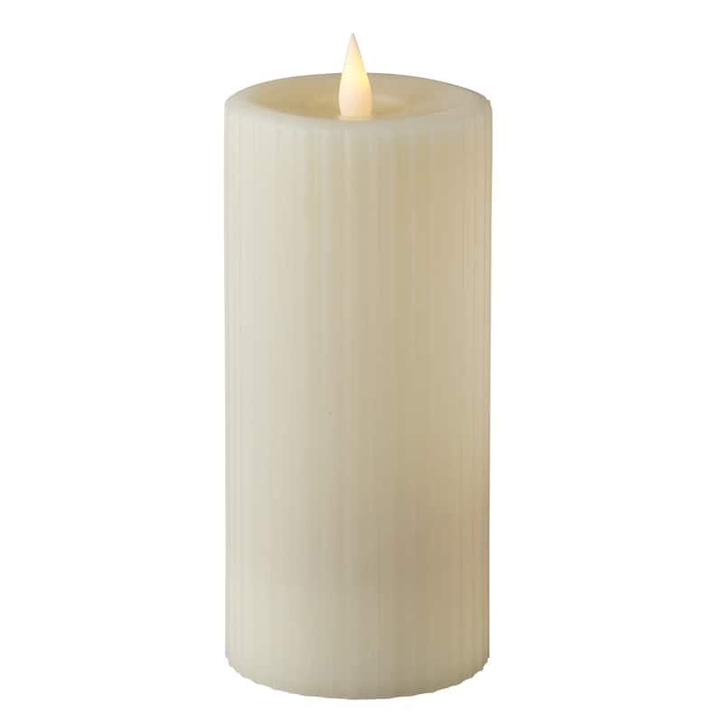 Fine Ribbed Motion Flameless Candle 3x7 Ivory