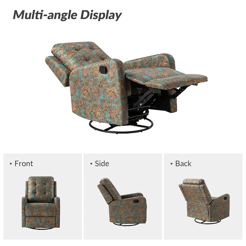 Arlette Floral Manual Swivel Recliner with Tufted Back Set of 2