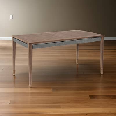 Kimi 65 Inch Outdoor Dining Table, Brown Eucalyptus Wood, Woven Rope Apron