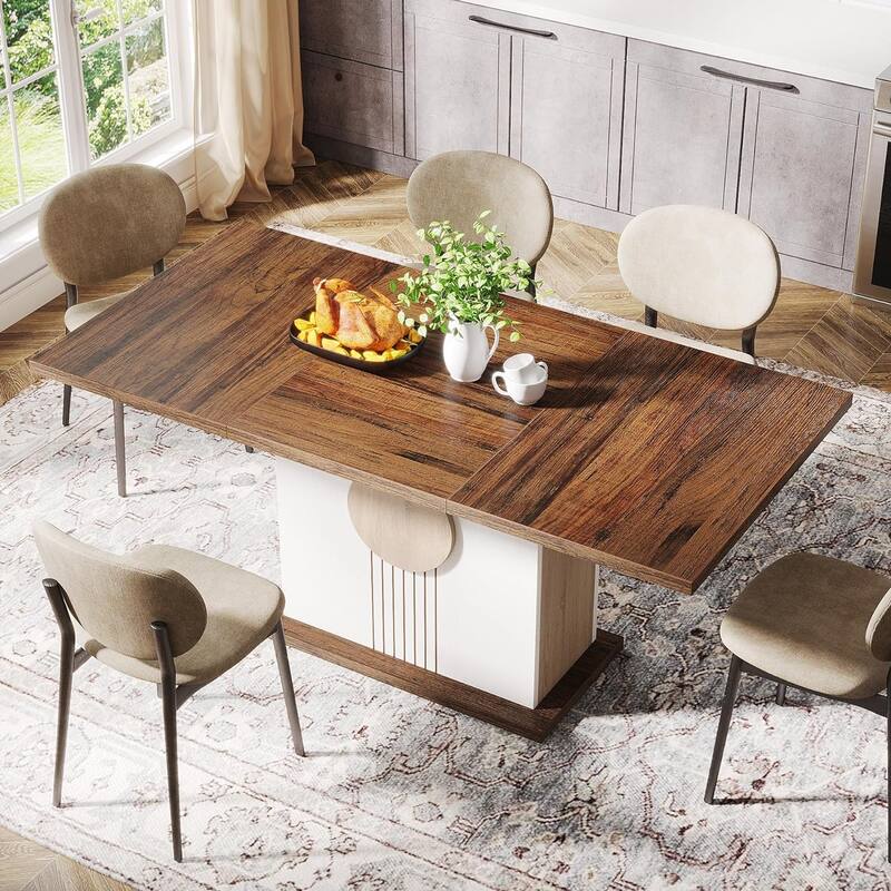 55" Dining Table for 4 to 6 People, Wood Kitchen Table for Home