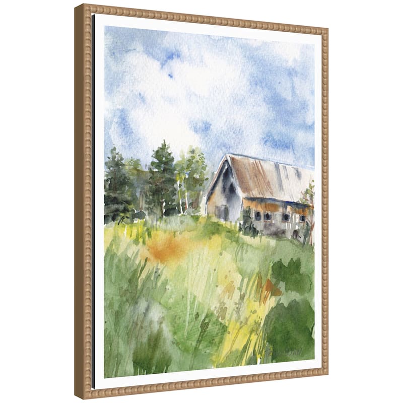 Kate and Laurel Sylvie Vermont Barn in Summer Framed Canvas by Patricia Shaw - 18x24
