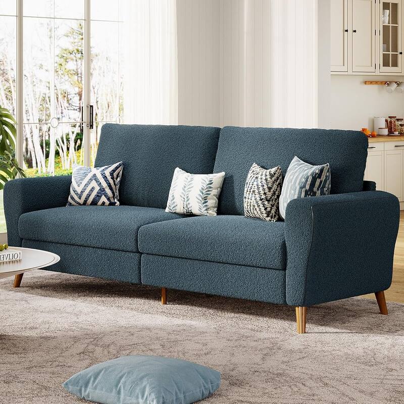 84 Inch Modern Sofa Comfy Couch, Loveseat for Living Room, Apartment, Lounge - Blue