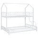 preview thumbnail 13 of 11, Twin over Full Metal Bunk Bed with House Roof Frame and Curve Ladder & Guardrail, Can Be Divided into 2 Separate Beds, White