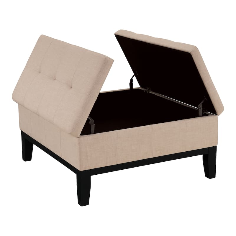 Atkinson Transitional Linen Split-top Storage Cocktail Ottoman by Furniture of America