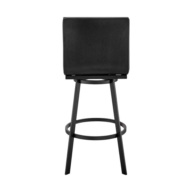 26" Gray And Black Faux Leather And Iron Swivel Counter Height Bar Chair - 39”H x 17”W x 21”D