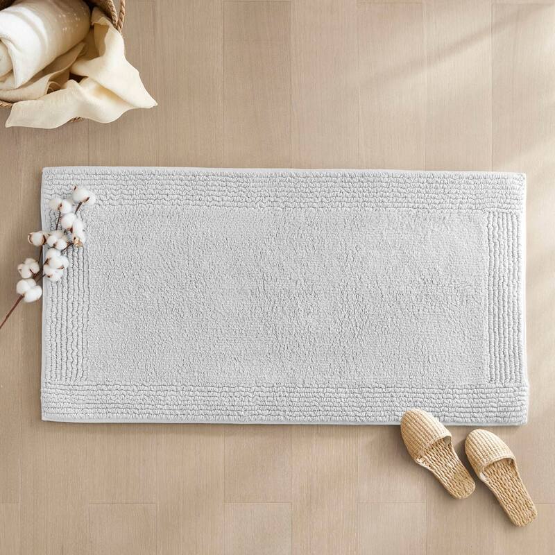 1 PCS 17x24" Cotton Tufted 3000 GSM Reversible Bath Rug White