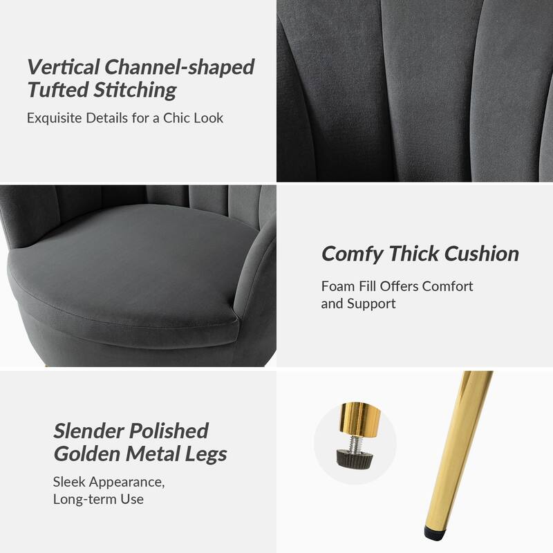 Xabier Cute Modern Upholstered Barrel Chair Accent Chair with Tufted Back Set of 2 by HULALA HOME