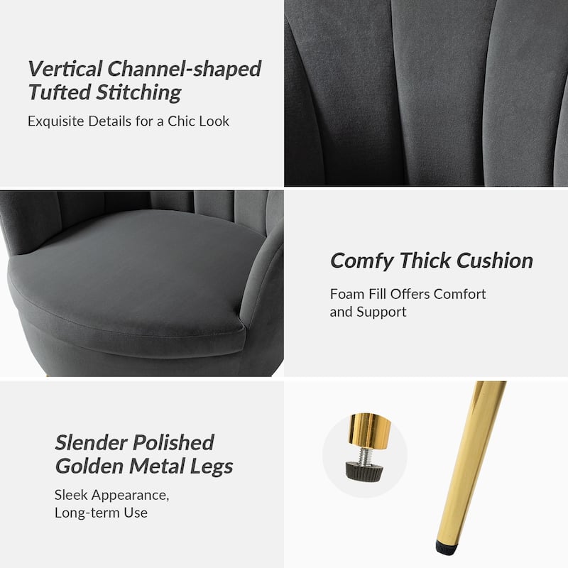 Xabier Cute Modern Upholstered Barrel Chair Accent Chair with Tufted Back by HULALA HOME